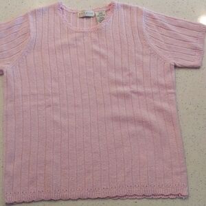 St. John Light Pink Ribbed Short-Sleeve Knit Top Kids